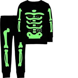 Carters Skeleton Halloween Pajamas 4 Glow In The Dark Black Shirt & Pants